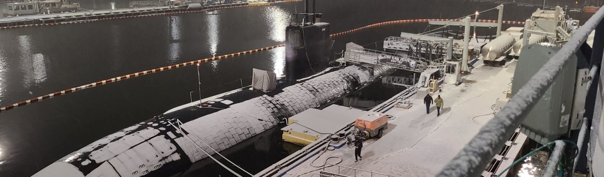 This photo was taken one night in January before a USS San Juan deployment out of Groton.